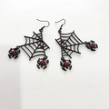 Orecchini a ragnatela nera di Halloween con strass rossi e design in stile gotico - Orecchini a Ragno