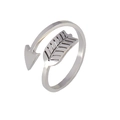 Minimalist silver arrow open ring with adjustable band and polished metallic finish - Arrow Design-Silver