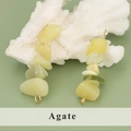 Natural yellow-green agate gemstone beads with gold ear hooks on white coral - 04S Yellow Agate (Set of 4)