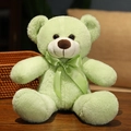 Classic plush teddy bear in soft mint green with a matching satin ribbon bow - 35cm / Fruit Green