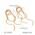 Detailed dimensions of long gold stainless steel tassel earrings with measurements - XZ-E10857 (Chain Long Tassel)