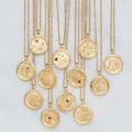 Collares de moneda bañados en oro de 18K con 12 constelaciones zodiacales y circonita - Capricornio
