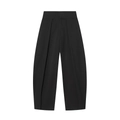 Pantaloni neri da donna a vita alta con pieghe e vestibilità ampia stile balloon - XS / Nero