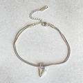 Silver stainless steel double layer bracelet with V letter pendant and lobster clasp - Silver-V