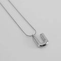 Silver stainless steel snake chain necklace featuring a chubby bubble U-letter pendant - Letter U [Steel]
