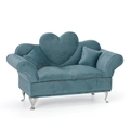 Miniature teal velvet sofa jewelry storage box with heart backrest and silver metal legs - A103 Double Sofa: 23.5*9.5*12.5cm