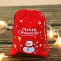Pochon de Noël en velours rouge avec motif de bonhomme de neige et texte festif - 9*12cm / Bonhomme de neige