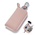 Custodia per chiavi in vera pelle rosa con cerniera e gancio in metallo per organizzare - Rosa Chiaro