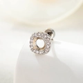 Silver 5mm titanium steel square stud earring with clear micro-pave zirconia crystals - Sugar Cube Shape (Single)