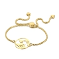 Adjustable golden stainless steel box chain bracelet featuring a world map charm - Gold (KB121717-Z)