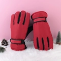 Guanti invernali rossi termici impermeabili con funzione touch screen per ciclismo all'aperto - Touch Screen Addensato / Donna Velcro Rosso