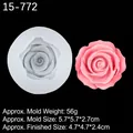 Rose flower silicone mold for cake decorating and chocolate, size 5.7x5.7x2.7cm - 2#15-772 Rose / Clear