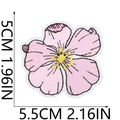 Detail showing pink flower embroidery patch with size dimensions 5cm x 5.5cm - No.12 Pink Flower (X10HL-07-12)