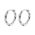 Classic silver twisted hoop earrings in stainless steel with a sleek polished finish - 2.5*12 Twisted / Silver