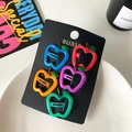 Lot de 5 barrettes à cheveux en forme de pomme aux couleurs fluorescentes dopamine - Pomme Bleu-Violet