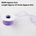 Purple 4cm wide semi-transparent organza ribbon roll for fairy cake decoration - Core Fishtail Ribbon Purple / 4cm Wide 9m Long