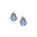 Elegant S925 silver stud earrings featuring light blue waterdrop crystals in a coral setting - With Silver Ear Plugs / Blue (Aquamarine)