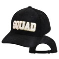 Corduroy baseball cap with SQUAD embroidery and adjustable back strap in black - SQUAD-Black