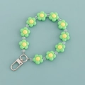 Cute green candy color flower keychain with transparent beads and silver metal clasp - Green and Yellow Flower Style (B343-4)