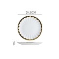 White ceramic dinner plate with gold petal rim 24.5cm diameter flat round server - 10-inch Gold Rim Chrysanthemum Plate