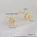 Exquisite 18K gold plated copper sun stud earrings with zircon center and high-shine finish - Sun
