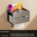 Gunmetal wall-mounted toilet paper holder with top shelf and storage, 175x120mm size - Standard - Gun Grey - Dual Use