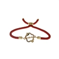 Bracciale MAMA in corda rossa regolabile con farfalla dorata e pietre zirconi - Corda Rossa