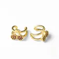 Minimalist 18k gold plated cherry ear cuff featuring vibrant red zircon fruit accents - Style D-Full Rhinestone Cherry