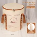 Beige foldable foot bath bucket with lid, 36cm high insulated portable soaking tub - THE Beige (With Lid)