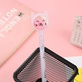 Penna gel a gatto rosa con paillettes scintillanti in un portapenne di metallo - Gatto Rosa
