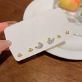 Golden S925 silver needle stud earrings set with shell whale and star zircon charms - Gold Dolphin Shell Style (A1729)
