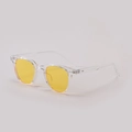 Retro small round sunglasses with transparent resin frame and bright yellow lenses - Transparent / Yellow Lens