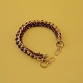 Short 40cm woven handbag strap with gold chain and tricolor cord for DIY bags - Improved Version / Floral Red