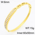 Gold plated stainless steel bracelet with double row rhinestones and chain link element - Pig Nose Link Double Row Zirconia Style (KB210733-KSZ)