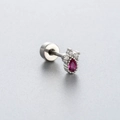 Elegant stainless steel heart earring with red crystal and crown detail on grey surface - Red Crown Style (A86-2#)