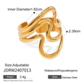 Verstellbarer goldener Edelstahlring in Wellenform mit Perle, wasserfest und antiallergen - Goldene Wellenform unregelmäßig (JDRW2407013)