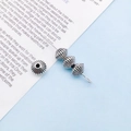 Antique silver spacer bead with ribbed texture for DIY jewelry and necklace crafting - Radial Ribbed Flat Round Spacer (16469) / 1 Piece/Pack (5x7mm) / Antique Silver