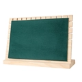Solid wood necklace display stand with dark green velvet lining and side hooks - Dark Green Velvet / Medium / Green