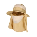 Khaki outdoor sun hat with wide brim, breathable mesh and detachable neck face cover - M (56-58cm) / Khaki