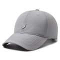 Men's grey baseball cap with shield H logo, breathable lightweight sun hat for outdoor - Adjustable / Light Gray