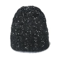 Winter chunky cable knit beanie with black and white snowflake pattern textures - M / Black