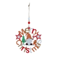 Wooden Merry Christmas ornament featuring a hollow gnome and gingerbread man tree hanger - Lollipop Style