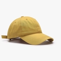 Classic mustard yellow cotton baseball cap with curved brim shown in a side profile view - Adjustable / Ginger Yellow
