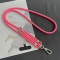 Adjustable 8mm bright pink braided crossbody phone lanyard with silver metal clips - 8mm Dual Adjustable / Fluorescent Rose Red