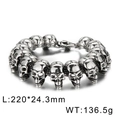 Retro gothic skull bracelet in antique silver stainless steel for men, length 220mm - Steel Color (KB29213-D)