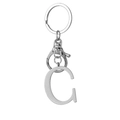 Polished silver stainless steel letter C keychain with lobster clasp and round ring - Letter C / Steel