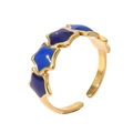 18k gold plated adjustable ring with five linked blue enamel stars in a modern style - Adjustable Open / Dark Blue Enamel Stars