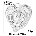 Colgante de corazón de acero inoxidable plateado con textura martillada, 21mm, 2,2g - Solo Colgante (Sin Cadena) / Plateado