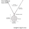 Edelstahlkette mit 18k Goldbeschichtung und Zirkonia-Anhänger mit religiösem IC XC NI KA-Symbol - 14mm Durchmesser (P367) / Stahlfarben