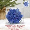 Set of 24 blue glitter Christmas snowflake ornaments 10cm diameter in a transparent box - 24pcs/box (10cm) / Dark Blue